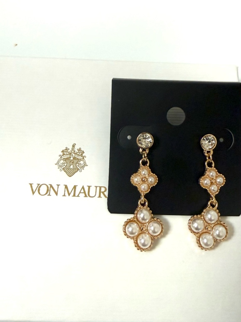 Gold-Tone Pearl Drop Earrings